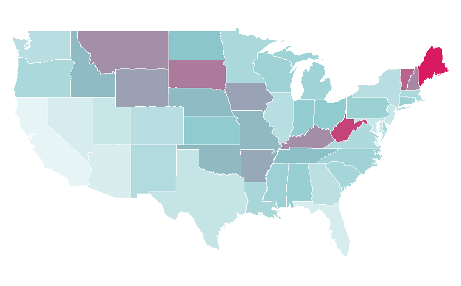 Affinity by region — Farmers' Almanac, United States