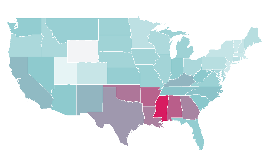 Affinität nach Region — Fasting, USA