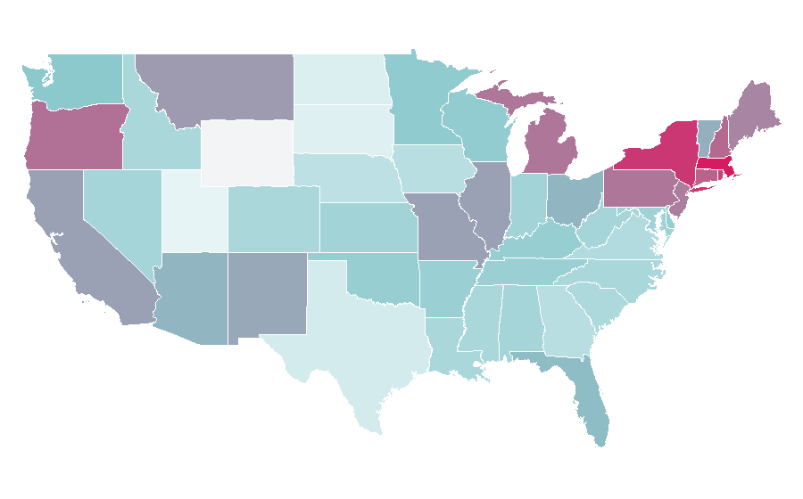 Affinity by region — Faye Dunaway, United States
