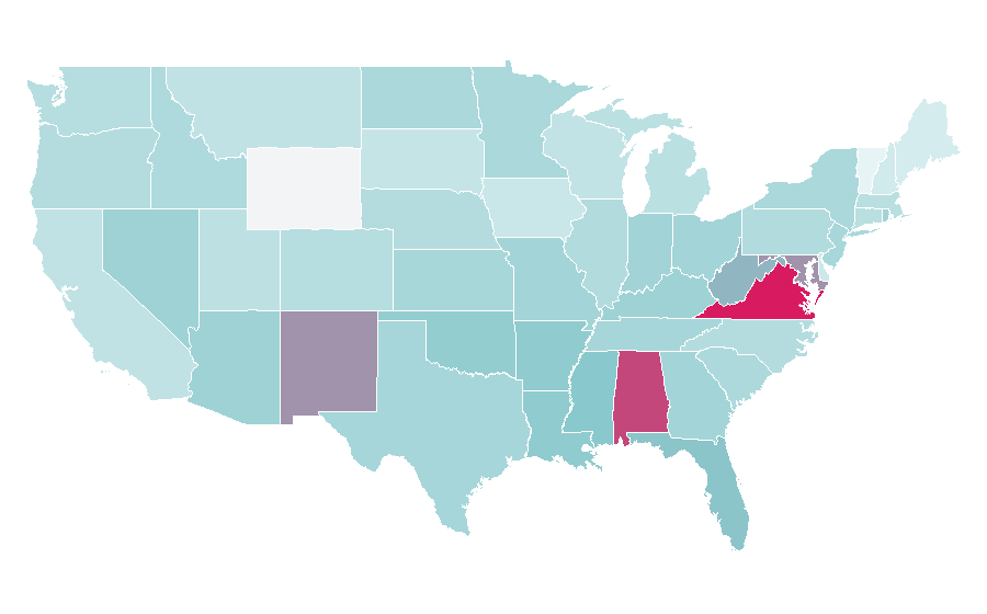 Affinity by region — Federal Bureau of Investigation, United States