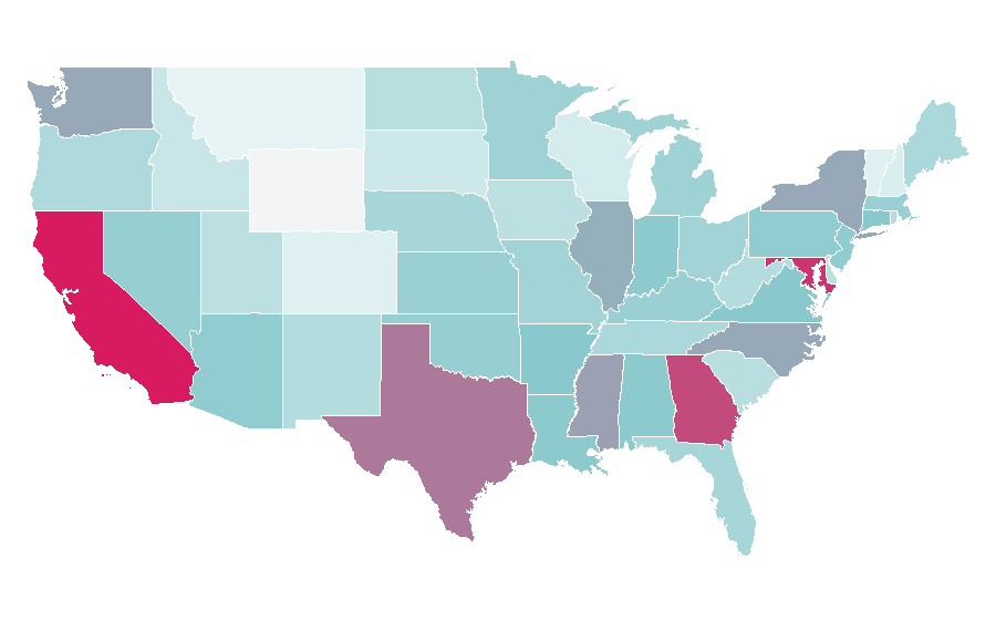 Afinidade por região — Feminism, Estados Unidos