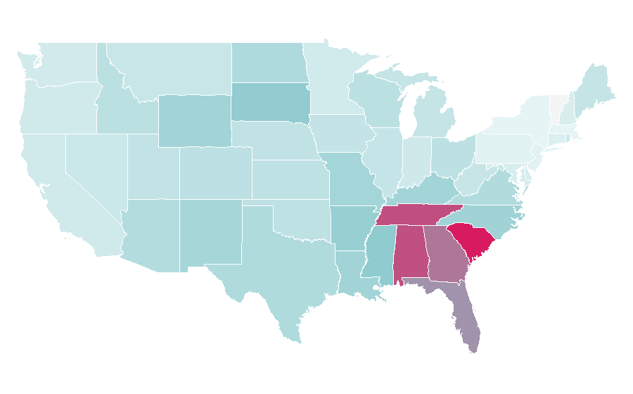 Affinity by region — FireHouse (band), United States