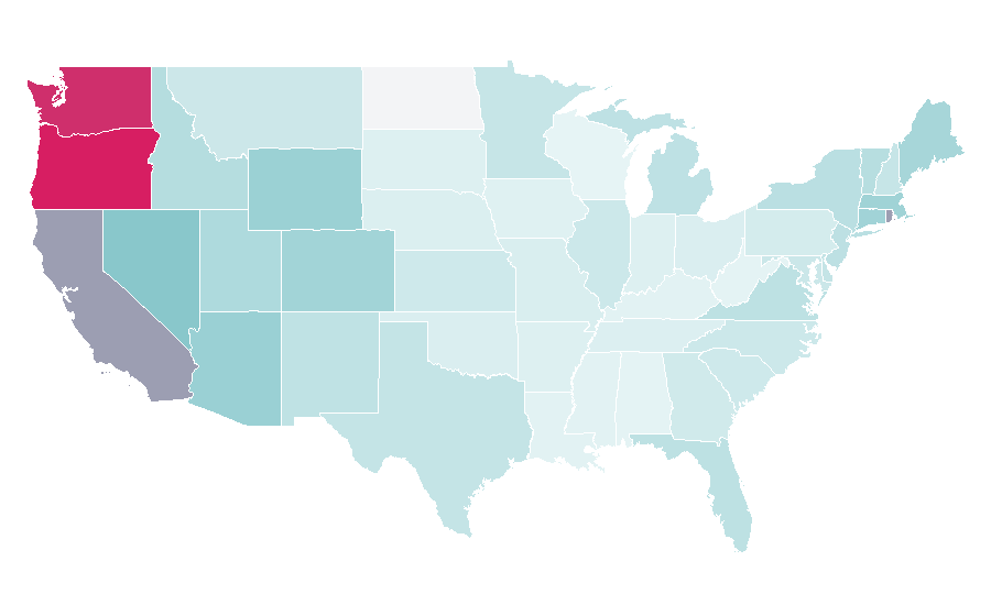 Affinity by region — Fish and chips, United States