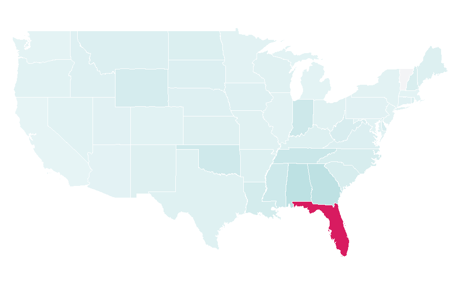 Affinity by region — Florida Gators softball, United States