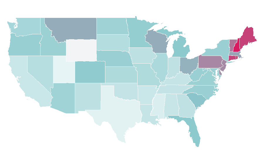Affinity by region — Food Network, United States