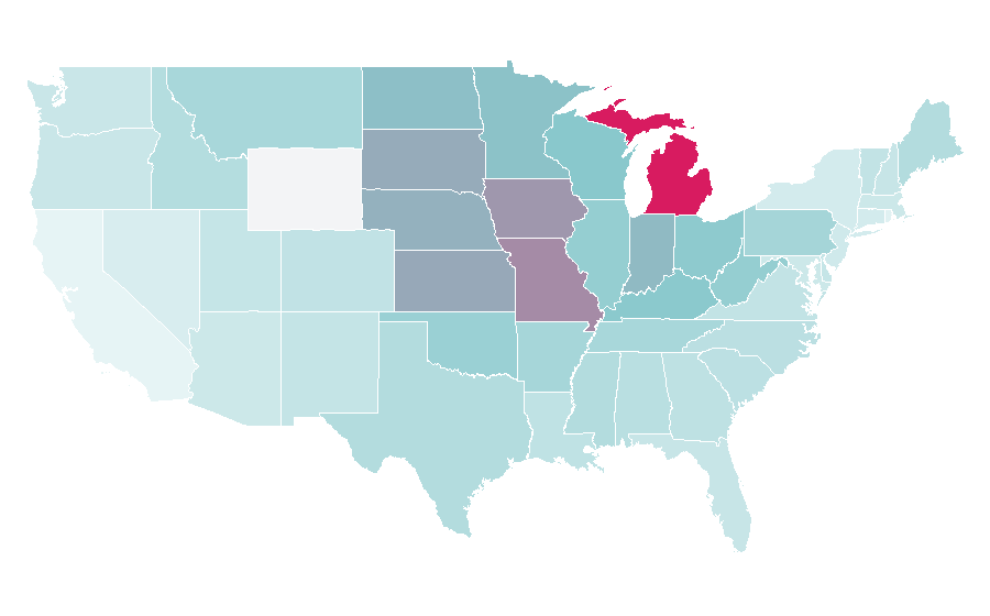 Affinity by region — Ford Escape, United States