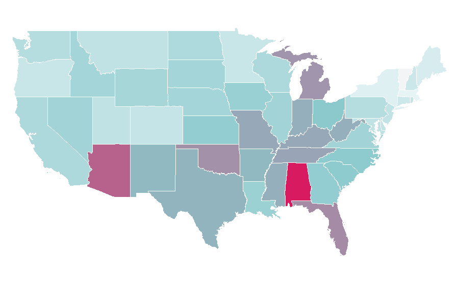 Affinity by region — Ford Mustang (fourth generation), United States