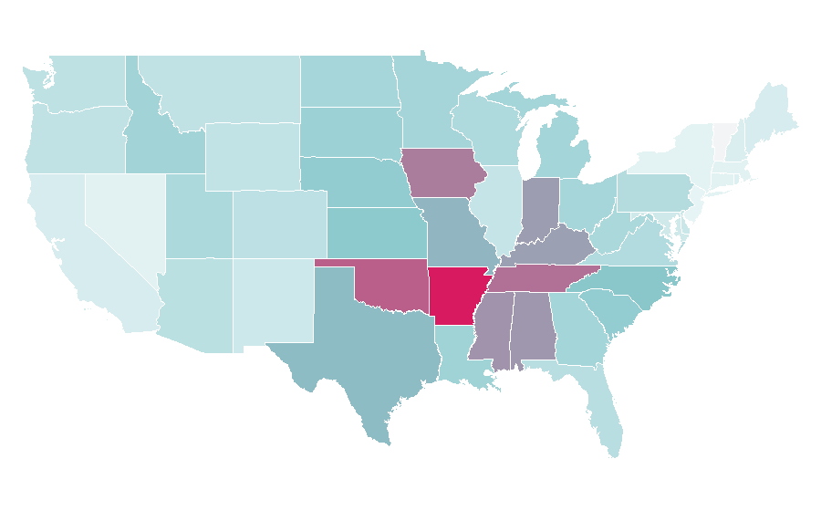 Affinity by region — Forrest Frank, United States