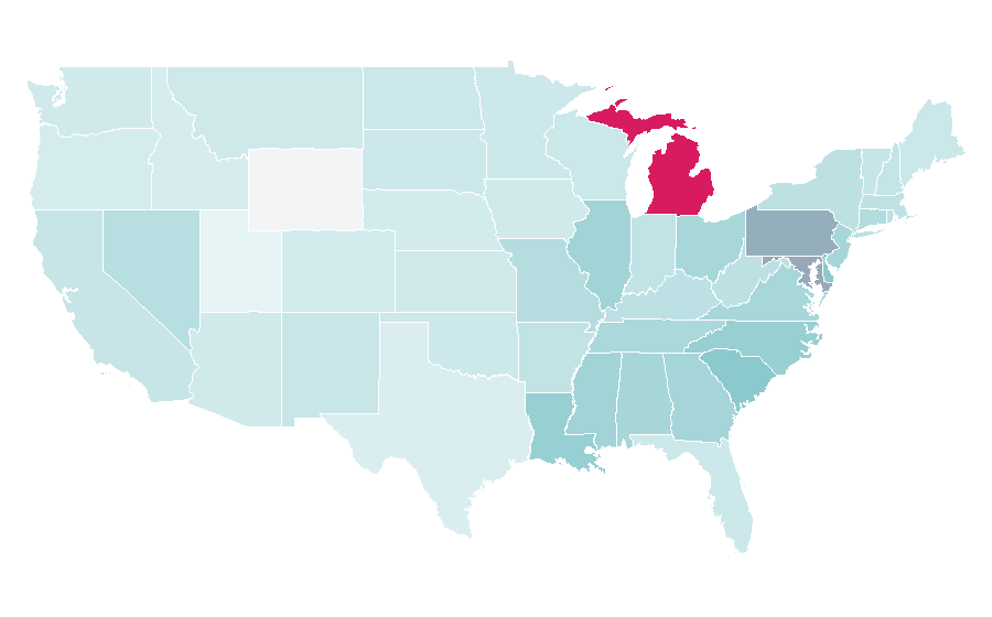 Affinity by region — Four Tops, United States