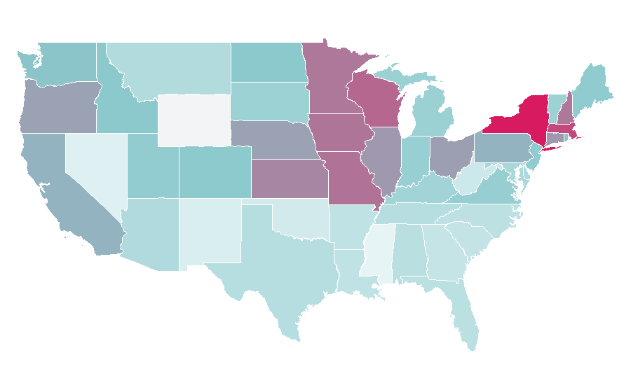 Afinidad por región — Framing (construction), Estados Unidos
