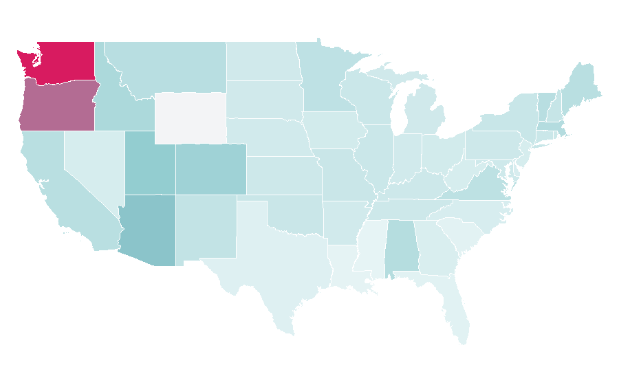 Affinity by region — Frank Herbert, United States
