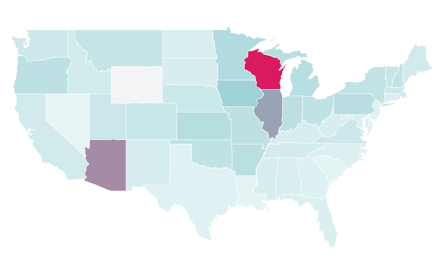 Affinity by region — Frank Lloyd Wright, United States