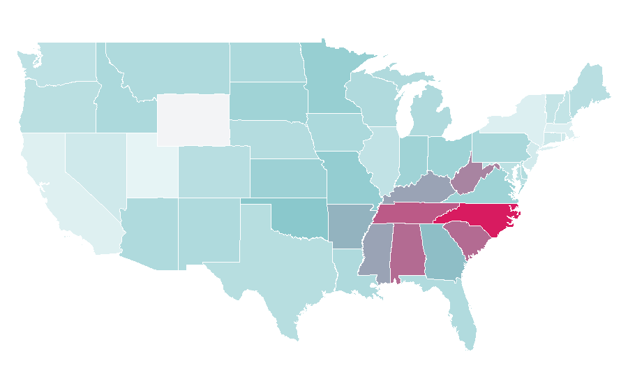 Affinity by region — Franklin Graham, United States
