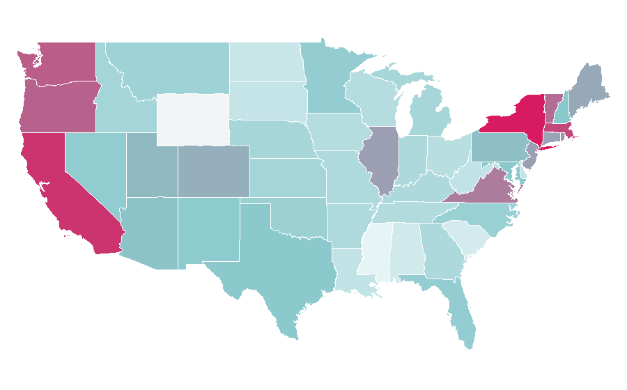 Affinity by region — Franz Kafka, United States