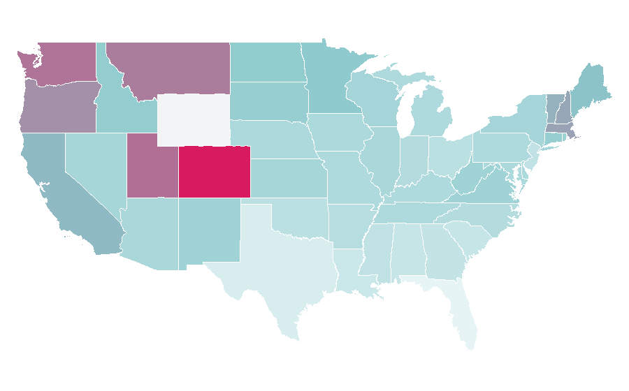 Affinity by region — Free climbing, United States