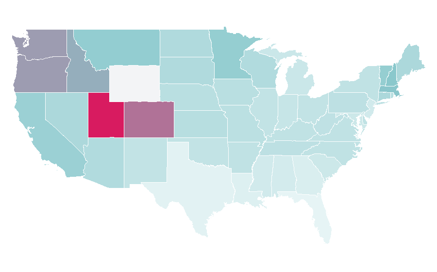 Affinity by region — Free solo climbing, United States