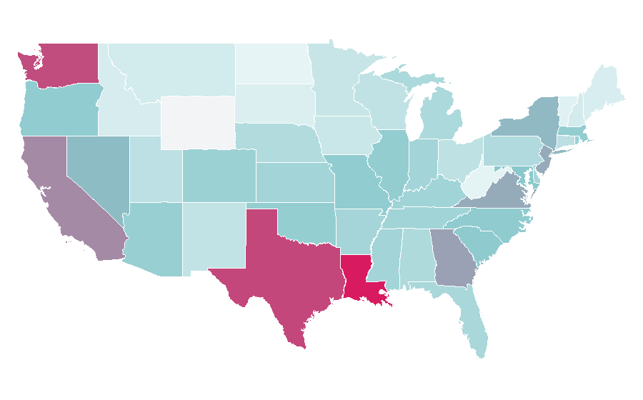 Affinité par région — Fried chicken, États-Unis