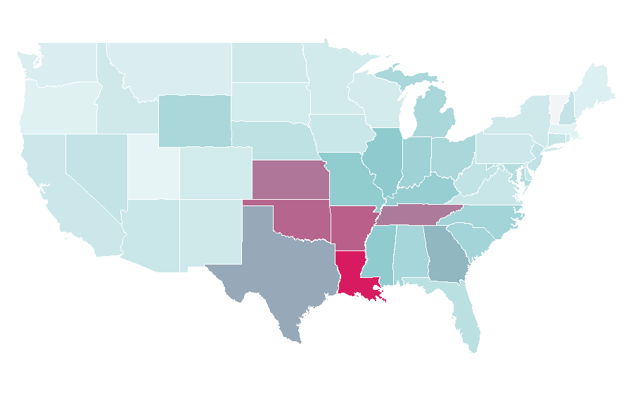 Affinity by region — Fried chicken restaurant, United States