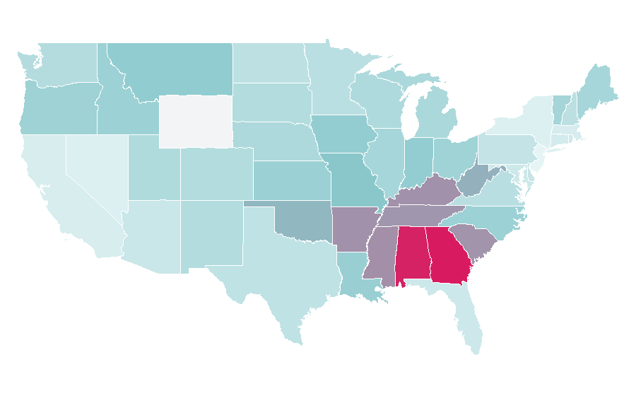 Affinity by region — Fried Green Tomatoes, United States