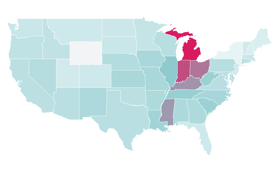 Affinité par région — Frozen food, États-Unis