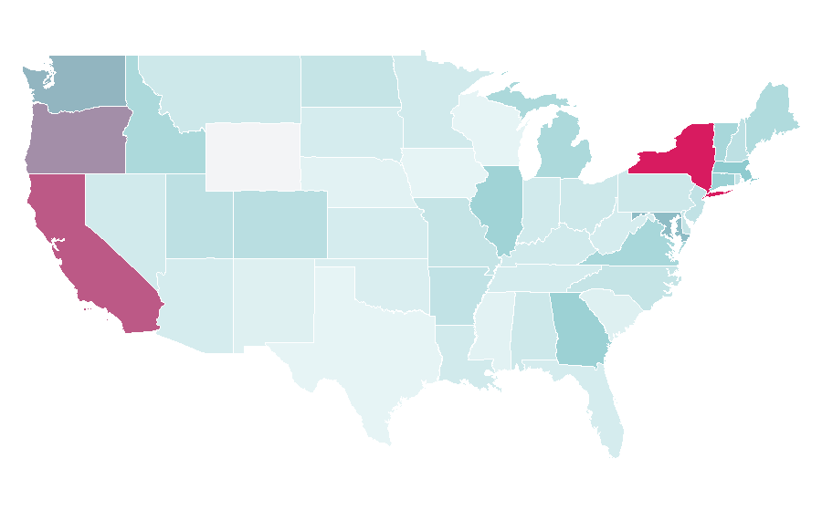 Affinity by region — Fruitarianism, United States