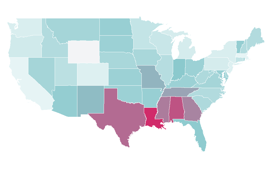 Affinité par région — Full-size car, États-Unis