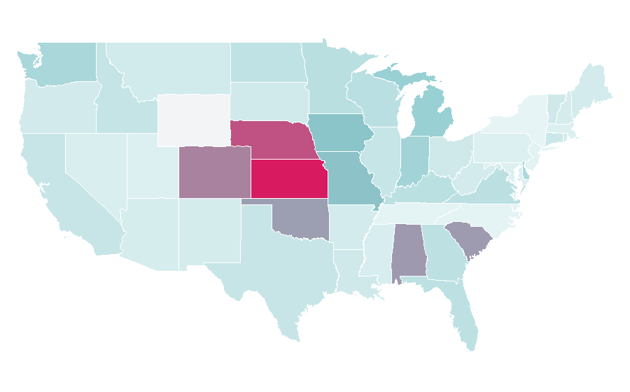 Affinity by region — Gamma Phi Beta, United States