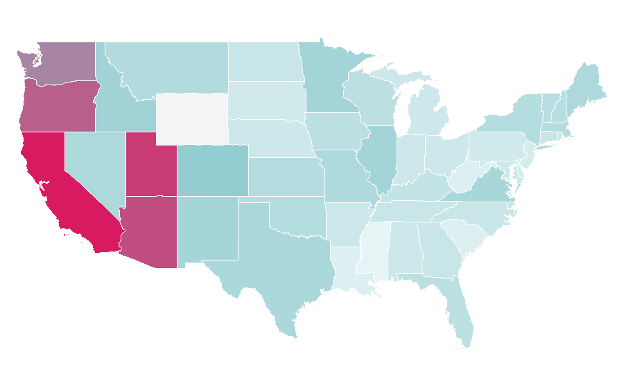 Affinity by region — Gareth Edwards, United States