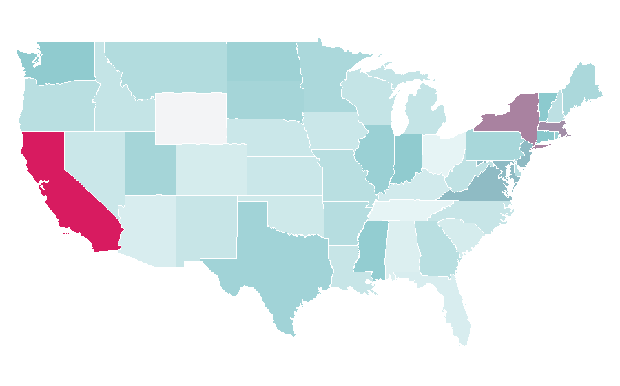 Affinity by region — Gender studies, United States