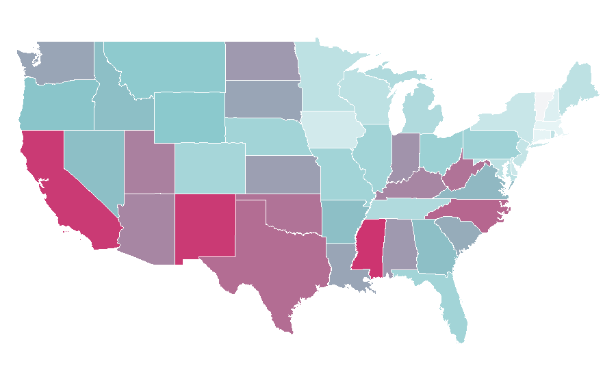Affinität nach Region — Geology, USA