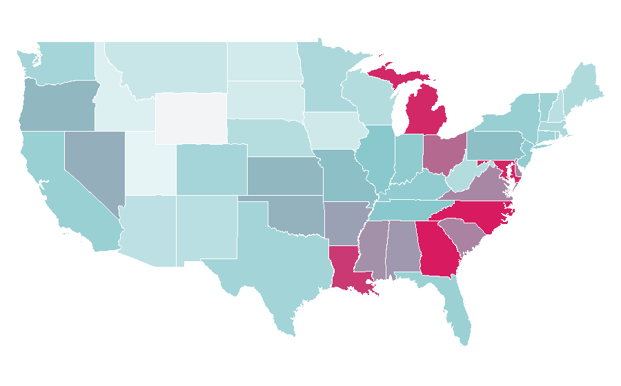 Affinity by region — George Clinton (musician), United States