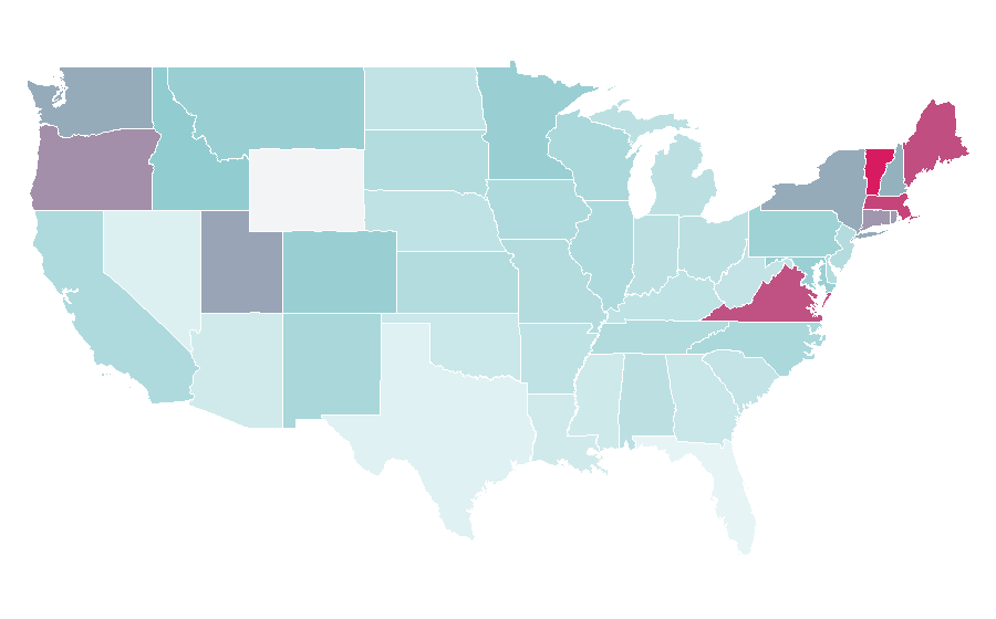 Affinity by region — George Eliot, United States