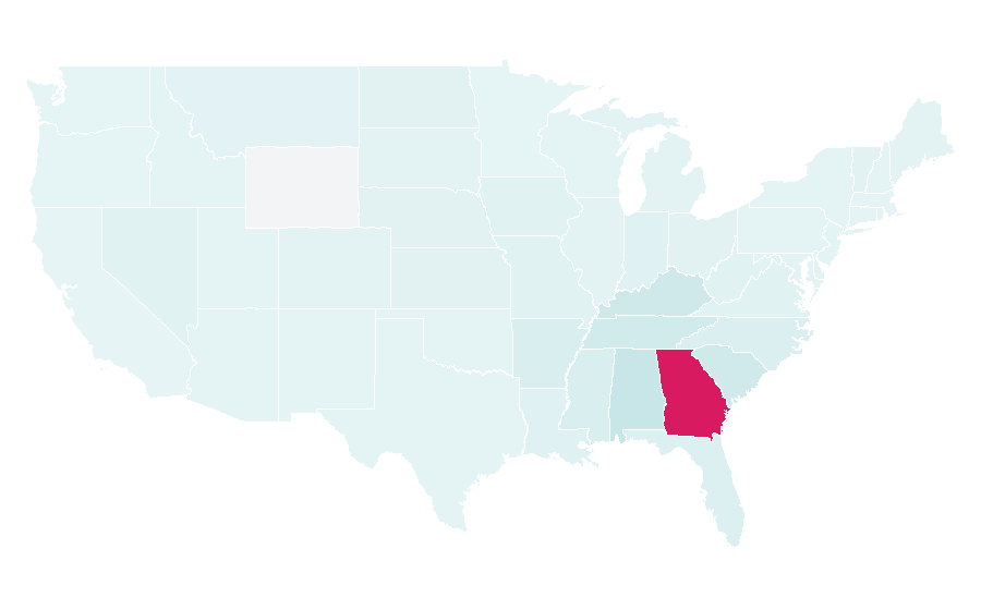 Affinity by region — Georgia Bulldogs basketball, United States