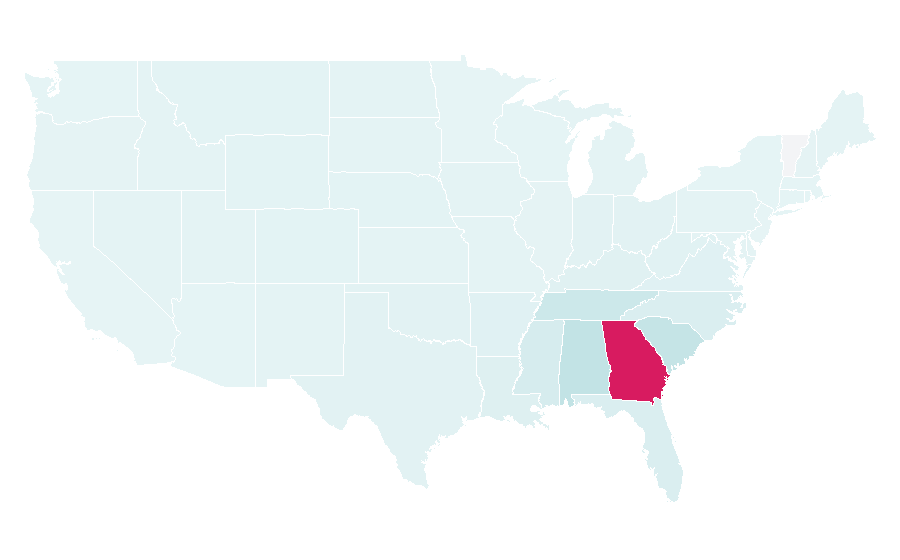 Affinity by region — Georgia Bulldogs football, United States