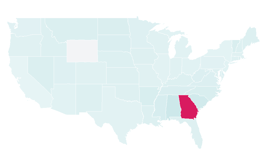 Affinity by region — Georgia Tech Yellow Jackets, United States