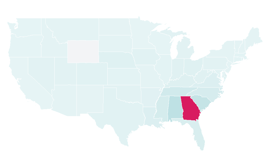 Affinity by region — Georgia Tech Yellow Jackets football, United States