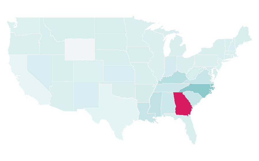 Affinity by region — Georgia Tech Yellow Jackets men's basketball, United States