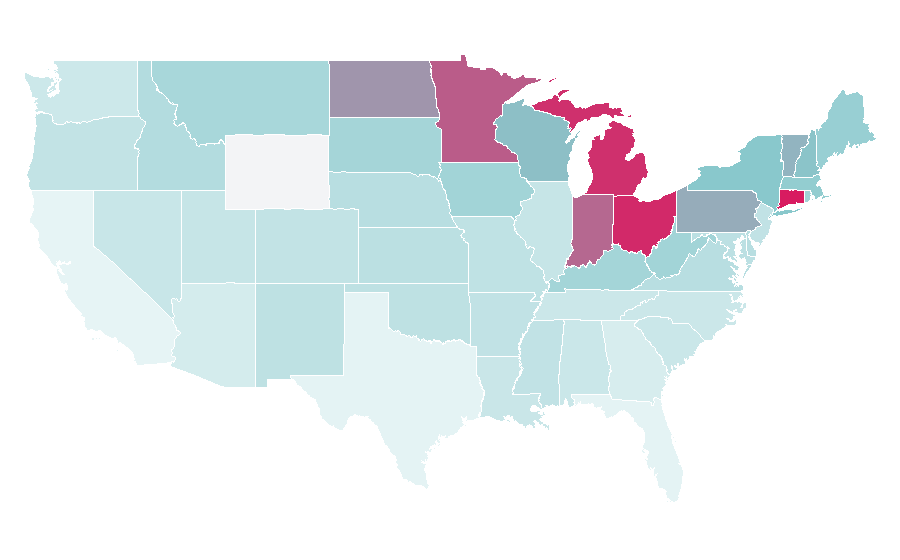 Affinity by region — Geothermal heating, United States