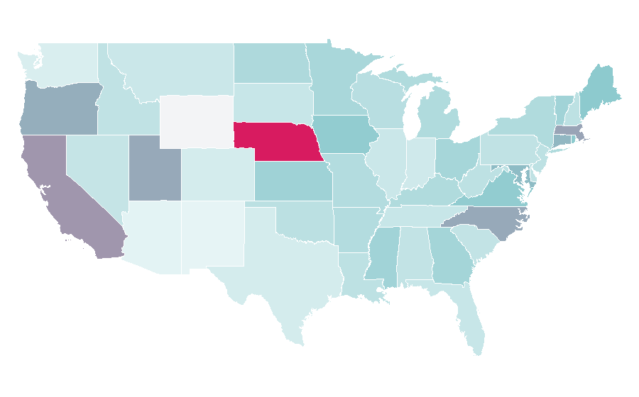 Affinity by region — Gerontology, United States
