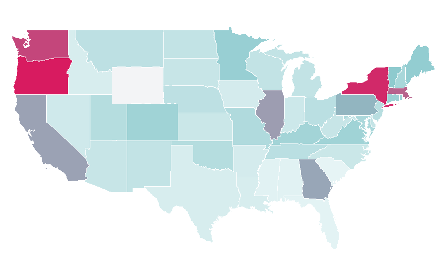 Affinity by region — Giallo (TV channel), United States