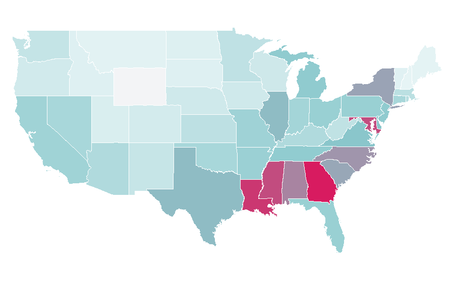 Affinity by region — Girlfriends, United States