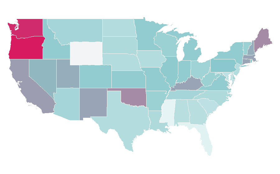 Affinity by region — Glam rock, United States