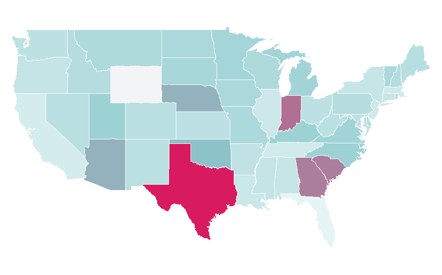 Affinity by region — God in Islam, United States