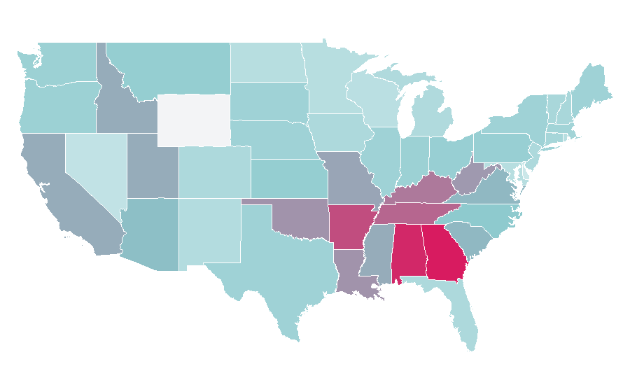 Affinity by region — Gone with the Wind (film), United States