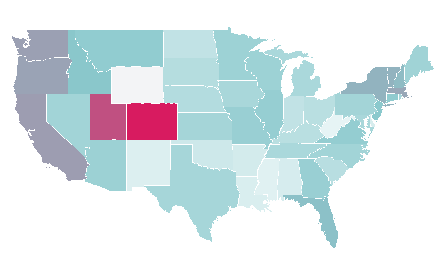 Affinity by region — Google Analytics, United States