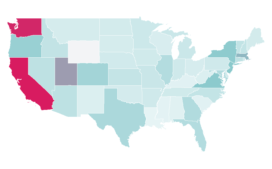 Affinity by region — Google Antigravity, United States