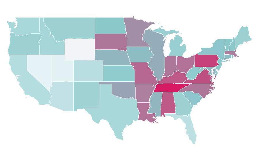 Affinity by region — Gospel of Mark, United States