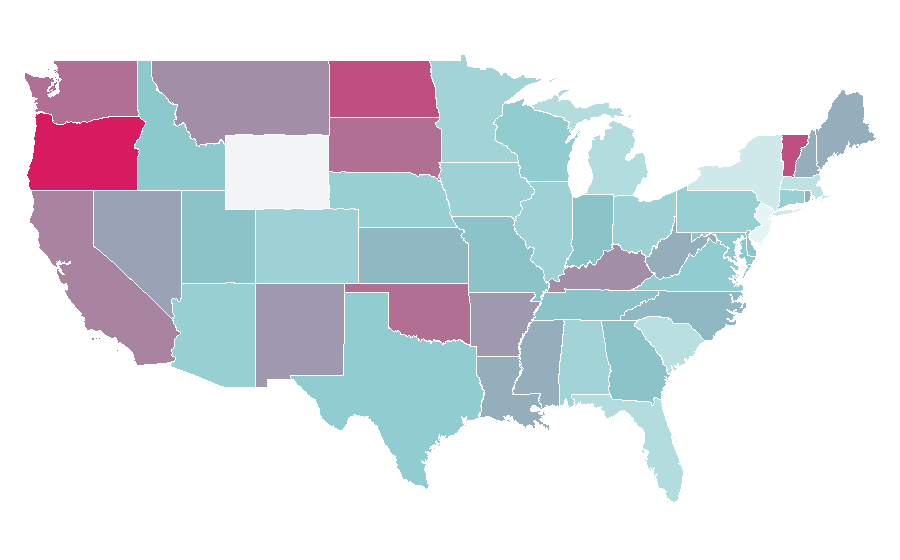 Affinity by region — Goth subculture, United States