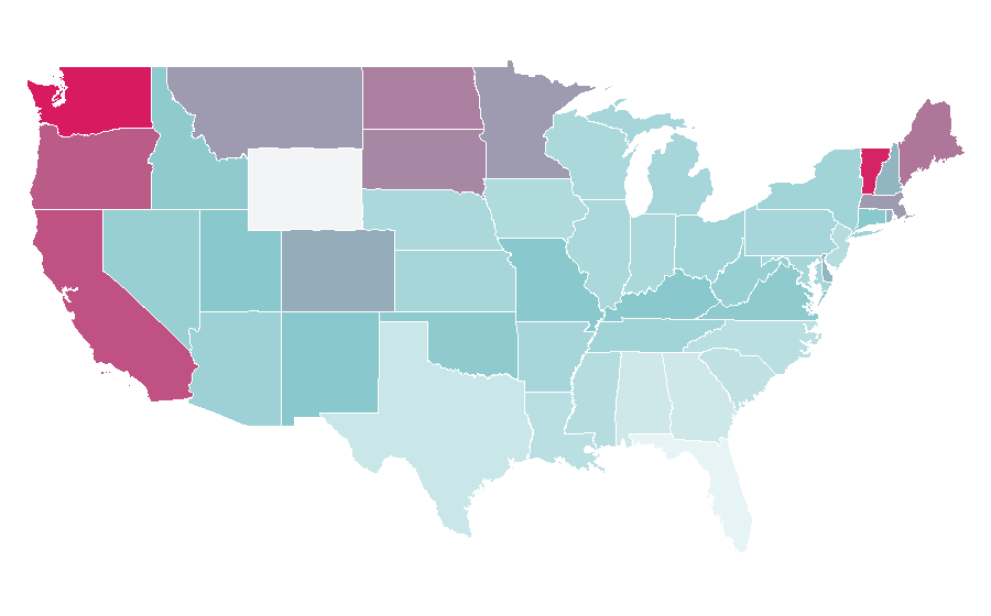 Affinity by region — Gothic rock, United States