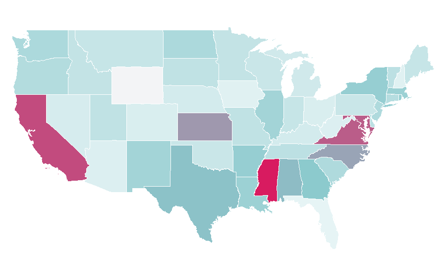 Affinity by region — Graduate school, United States